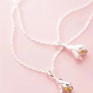 Sterling Silver Magnolia flower pendant necklace